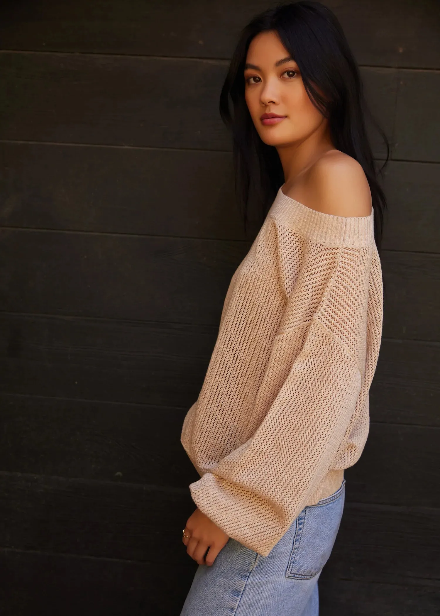 LOST   WANDER Half Moon Off Shoulder