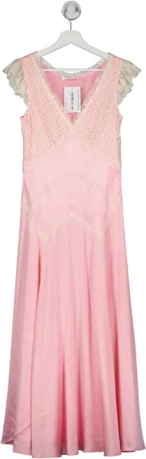 LoveShackFancy Pink Provencia Silk Maxi Dress UK 4