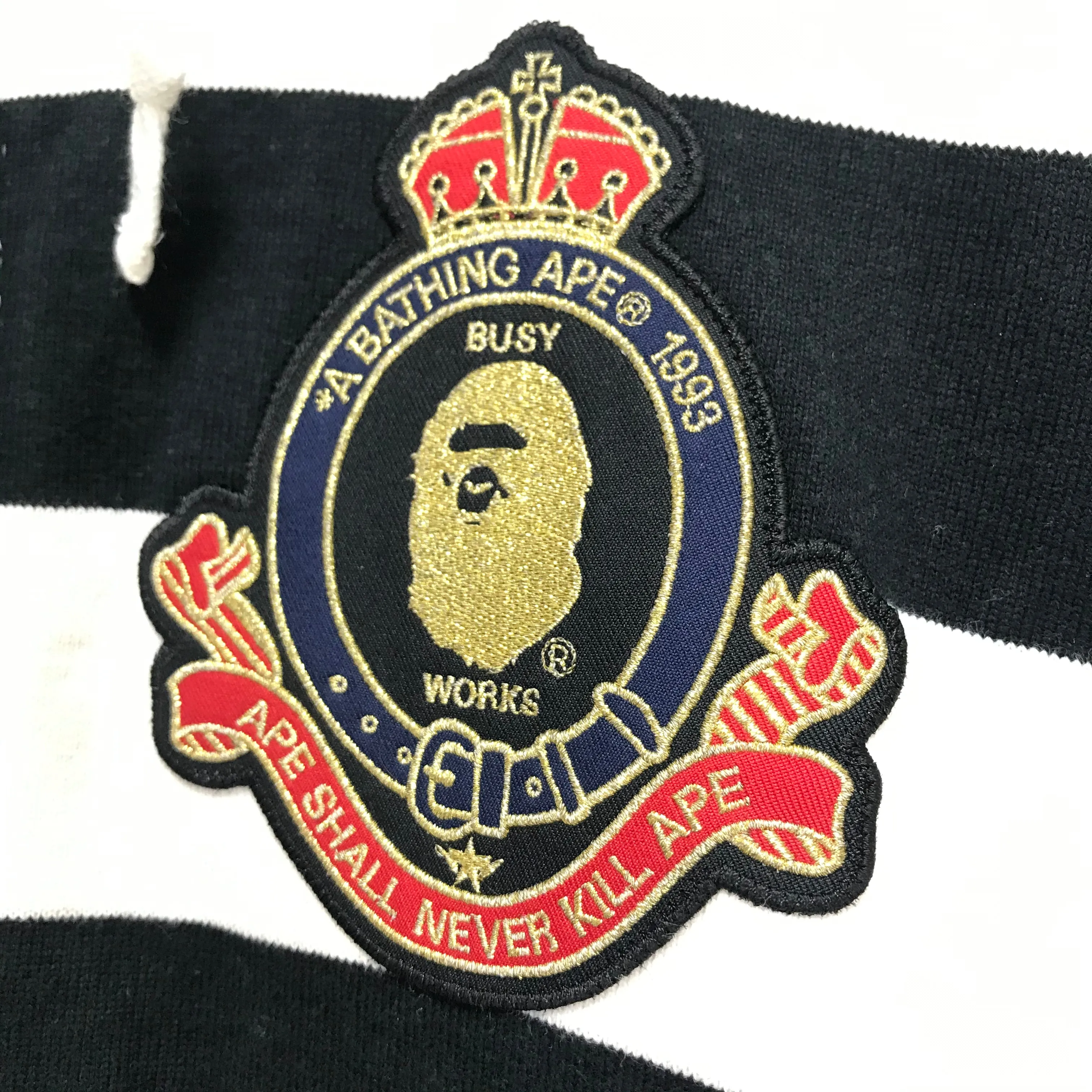 [M] A Bathing Ape Bape Crest Striped Hoodie