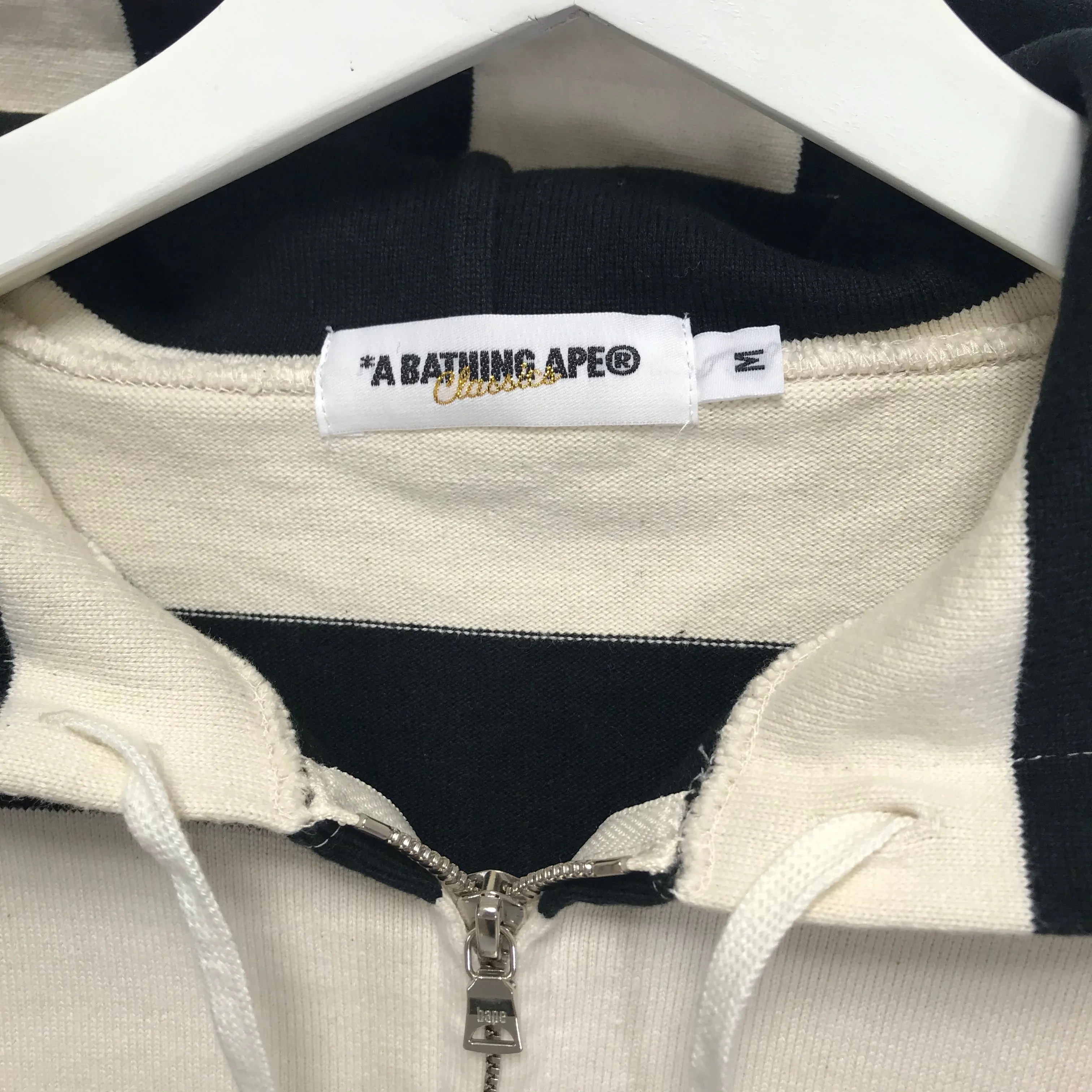 [M] A Bathing Ape Bape Crest Striped Hoodie