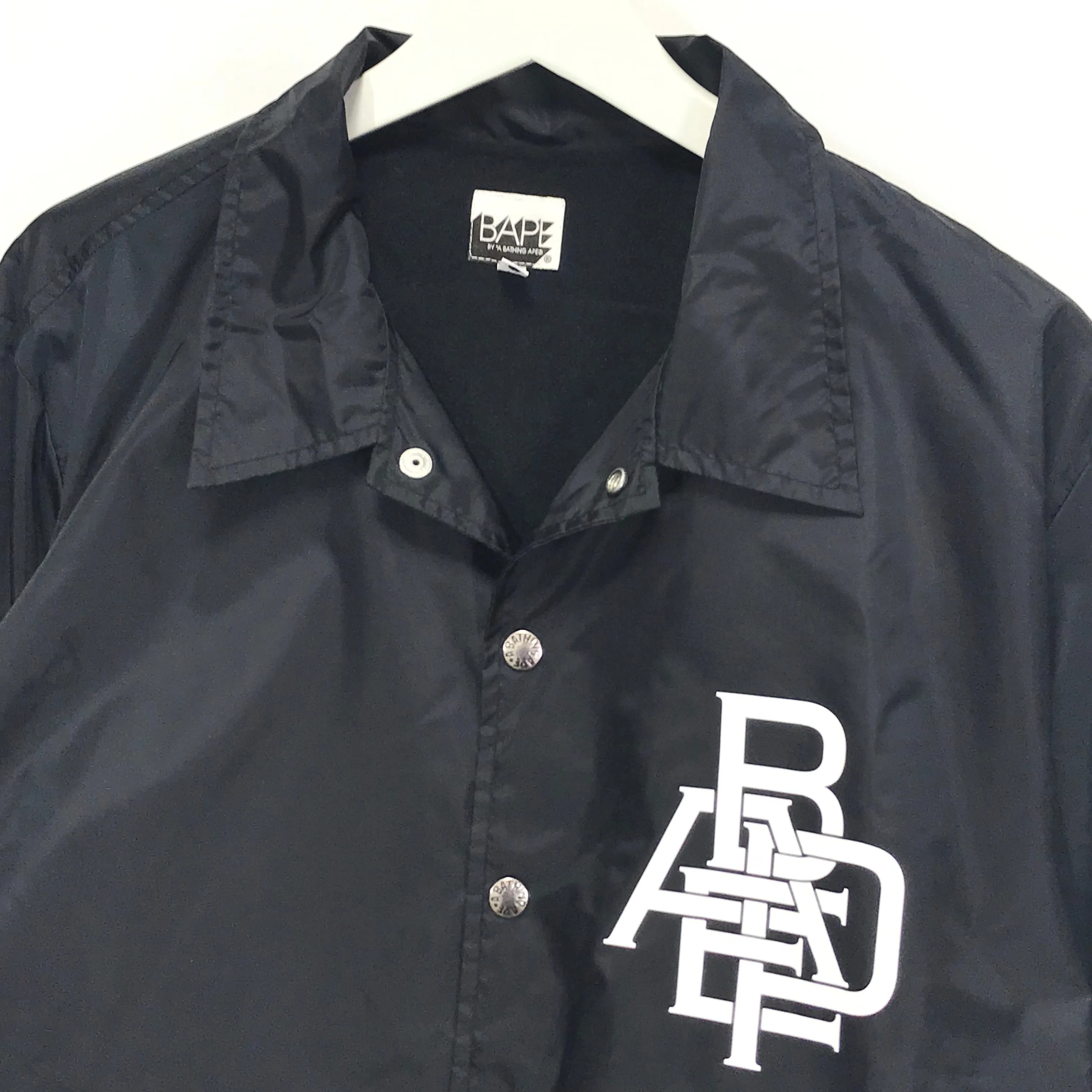[M] A Bathing Ape Bape Nested Logo Coach Jacket Black