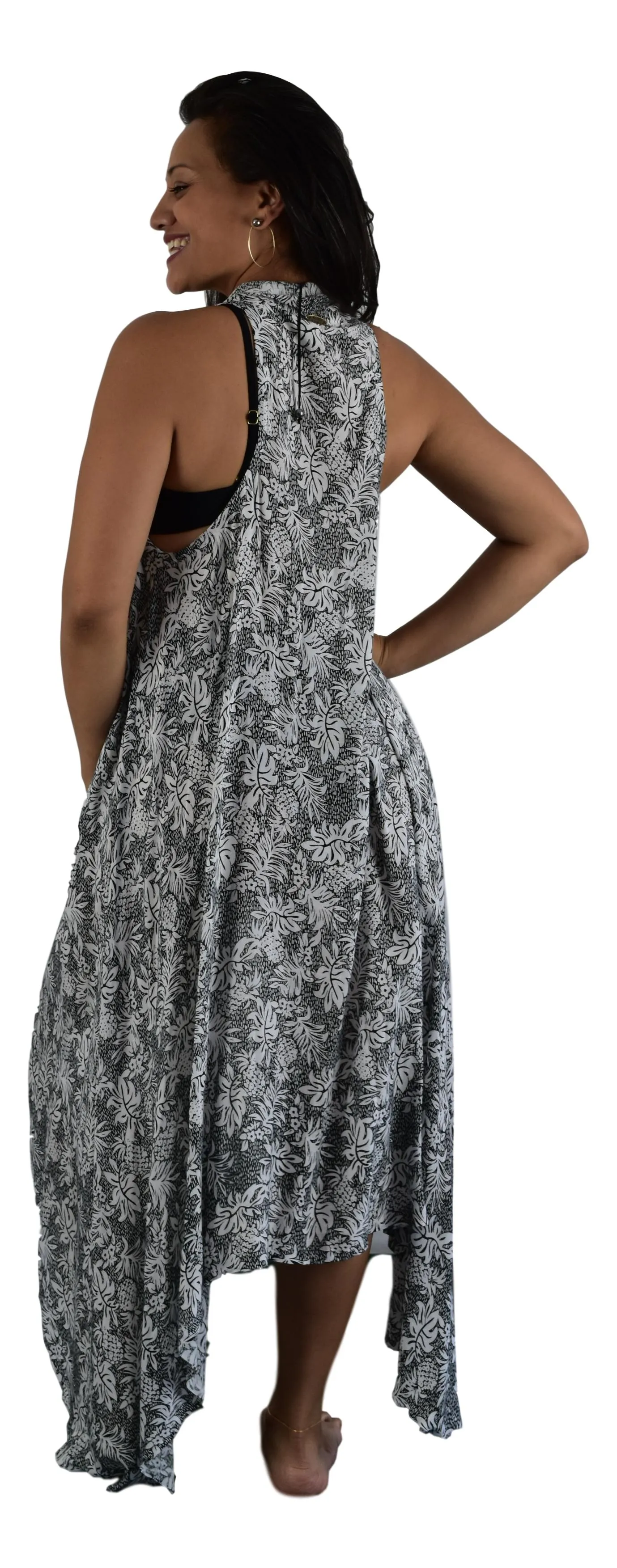 Magic Sarong - Cover Up - Kimono Vest (Black & White Tropicana)