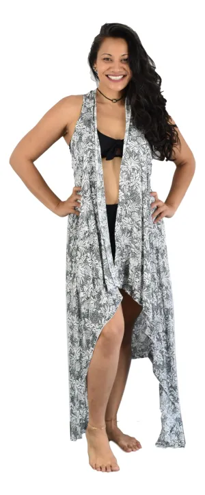 Magic Sarong - Cover Up - Kimono Vest (Black & White Tropicana)