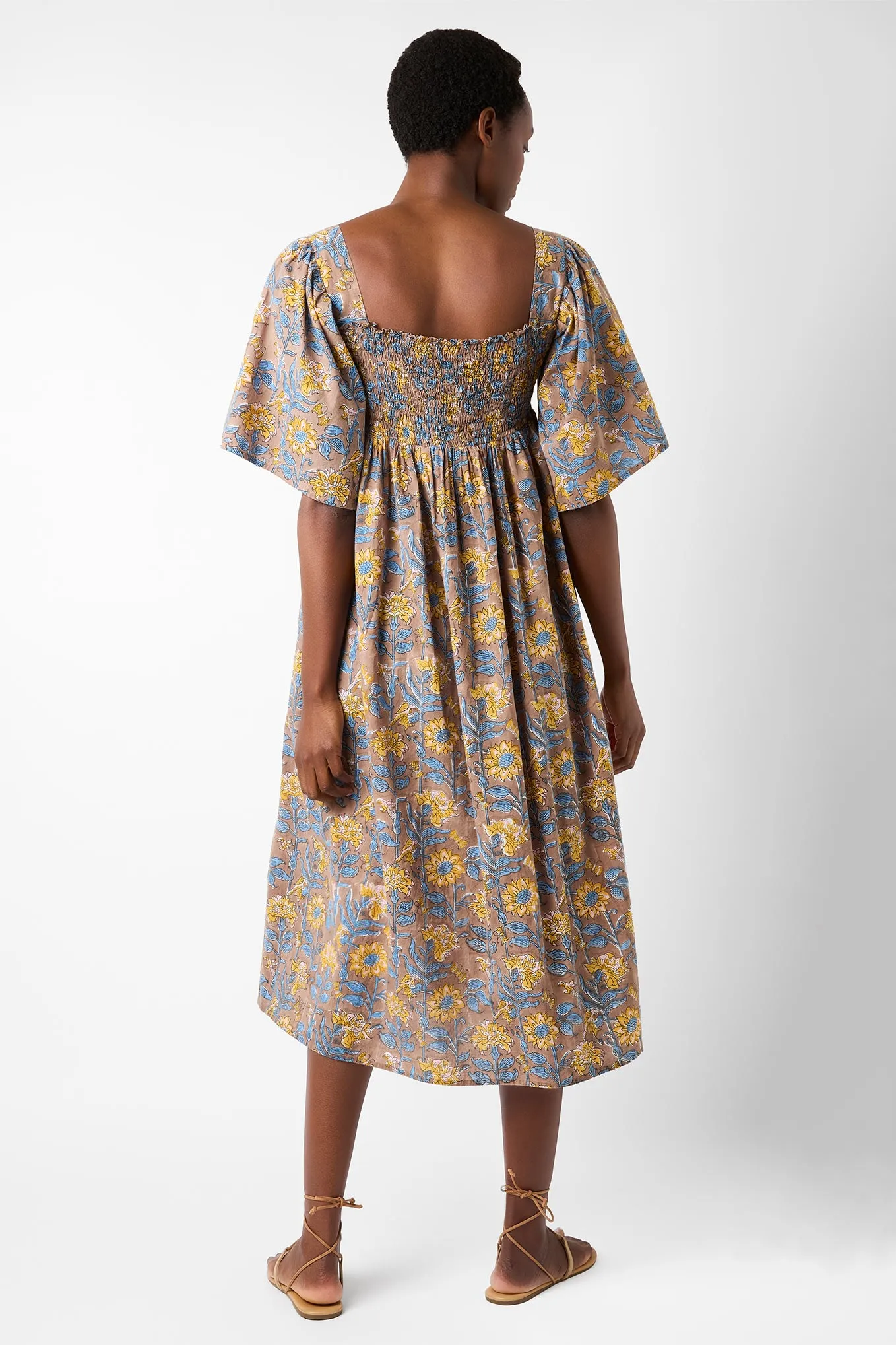 Marielene Woodblock Print Sundress - Ecru/Multi