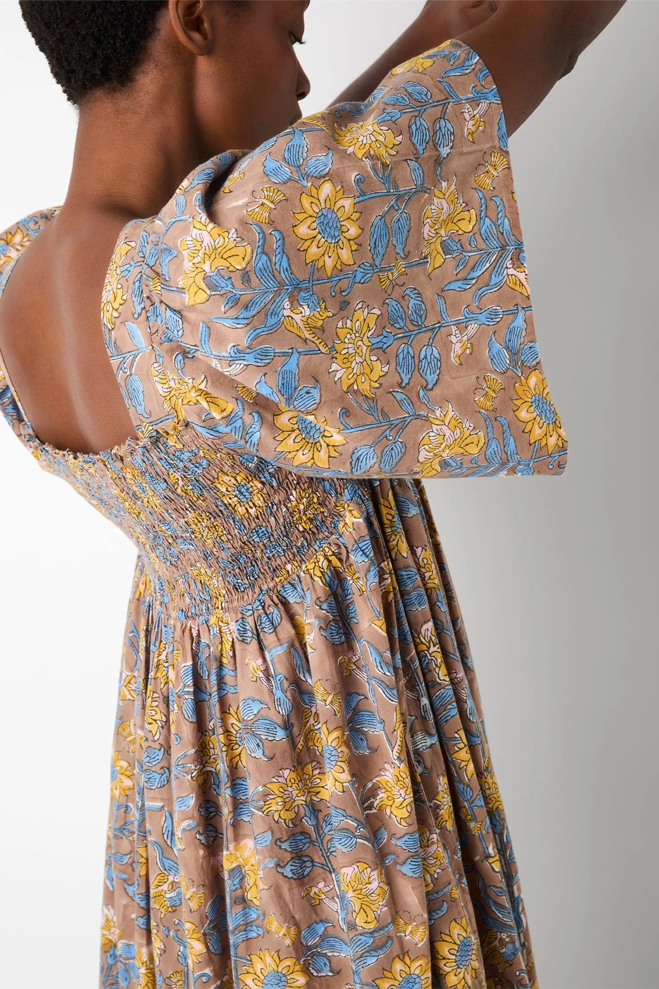 Marielene Woodblock Print Sundress - Ecru/Multi