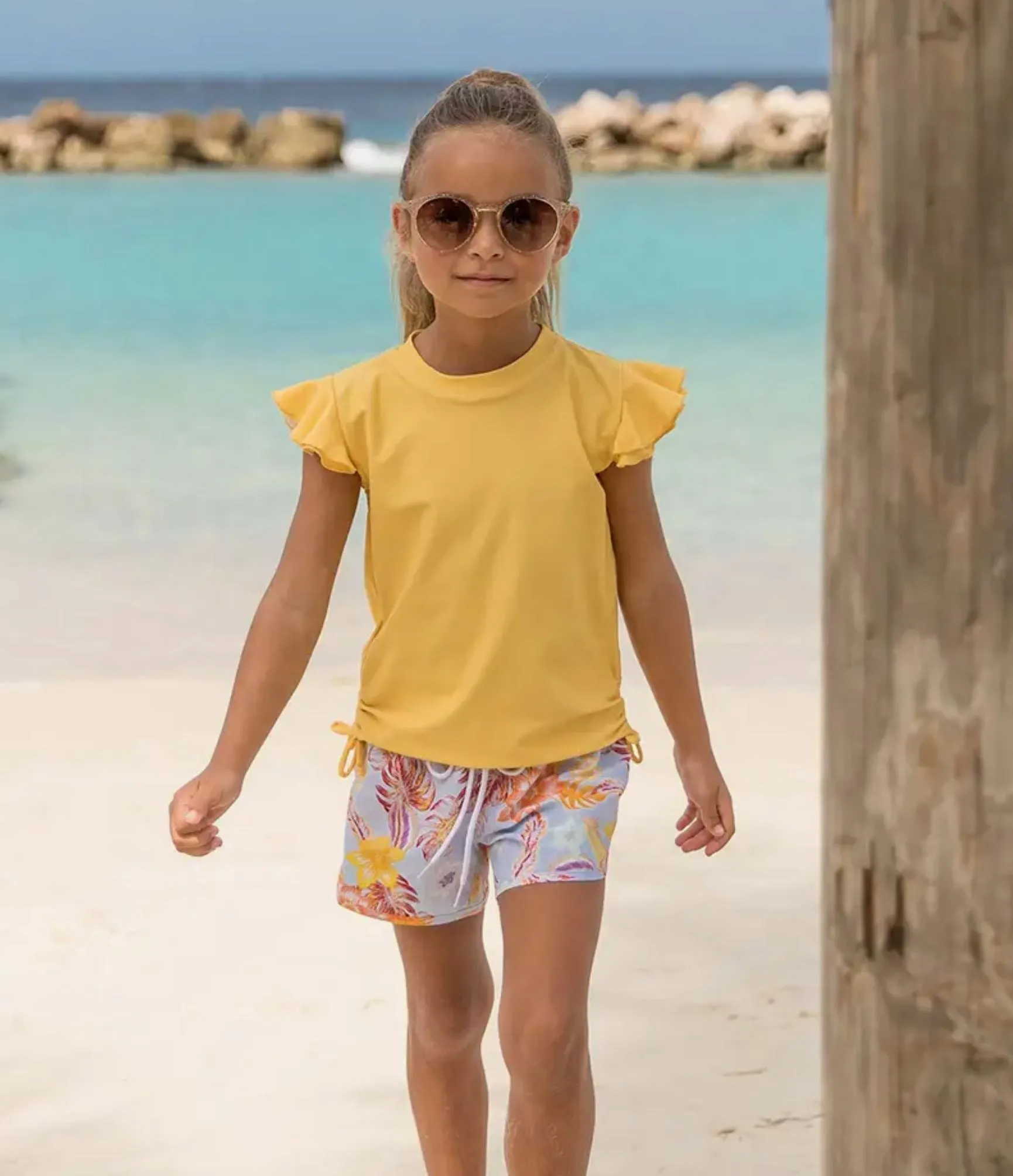 Marigold Flutter Sleeve Rash Top
