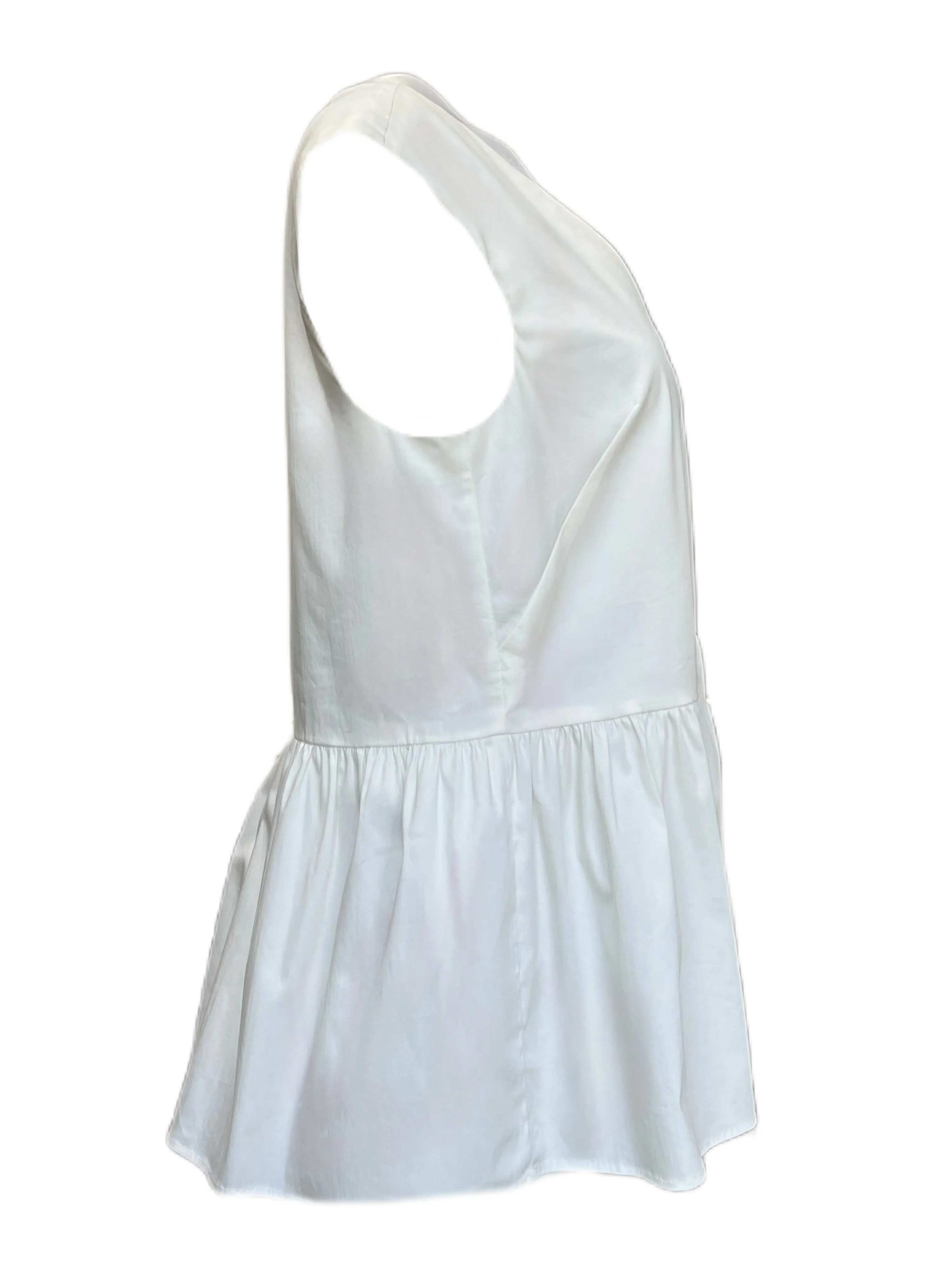 Max Mara Women's White Nebbie Sleeveless Blouse Size 8 NWT