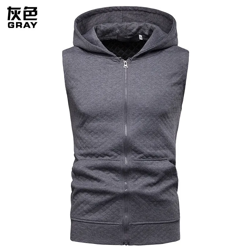 Men's Hooded Argyle Zipper Short Sleeves Hip-Hop Sports T-shirt