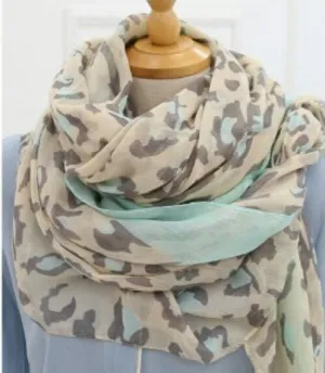 Mint large oversized leopard scarf
