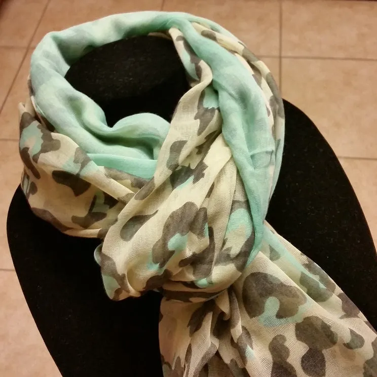 Mint large oversized leopard scarf
