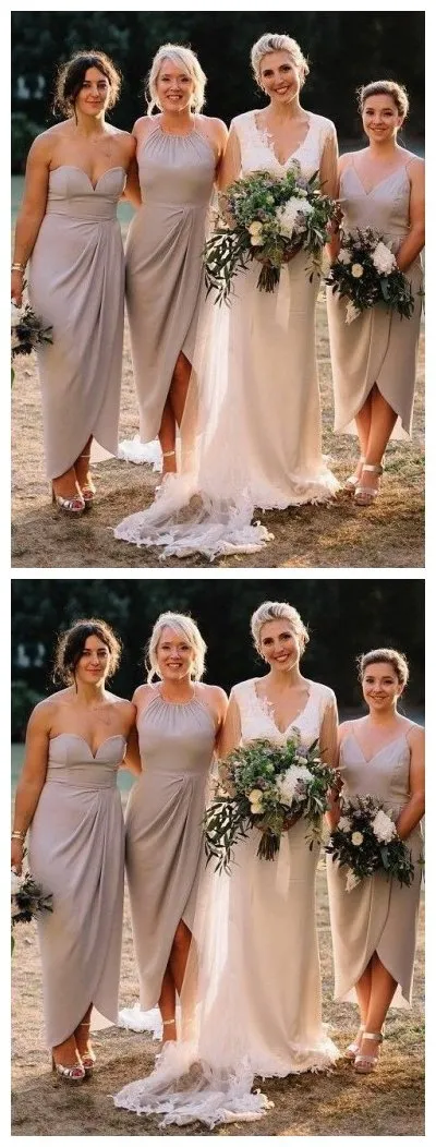 Mismatched Grey Short Cheap Bridesmaid Dresses Online, WG617