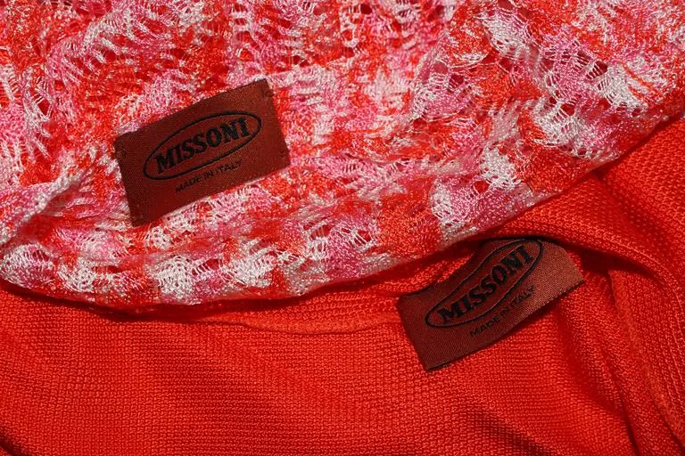 MISSONI Orange and Pink Knit Dress with Wrap Set Size 40