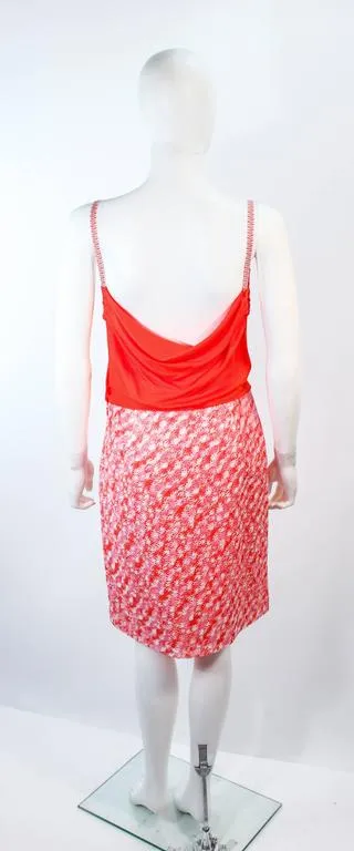MISSONI Orange and Pink Knit Dress with Wrap Set Size 40