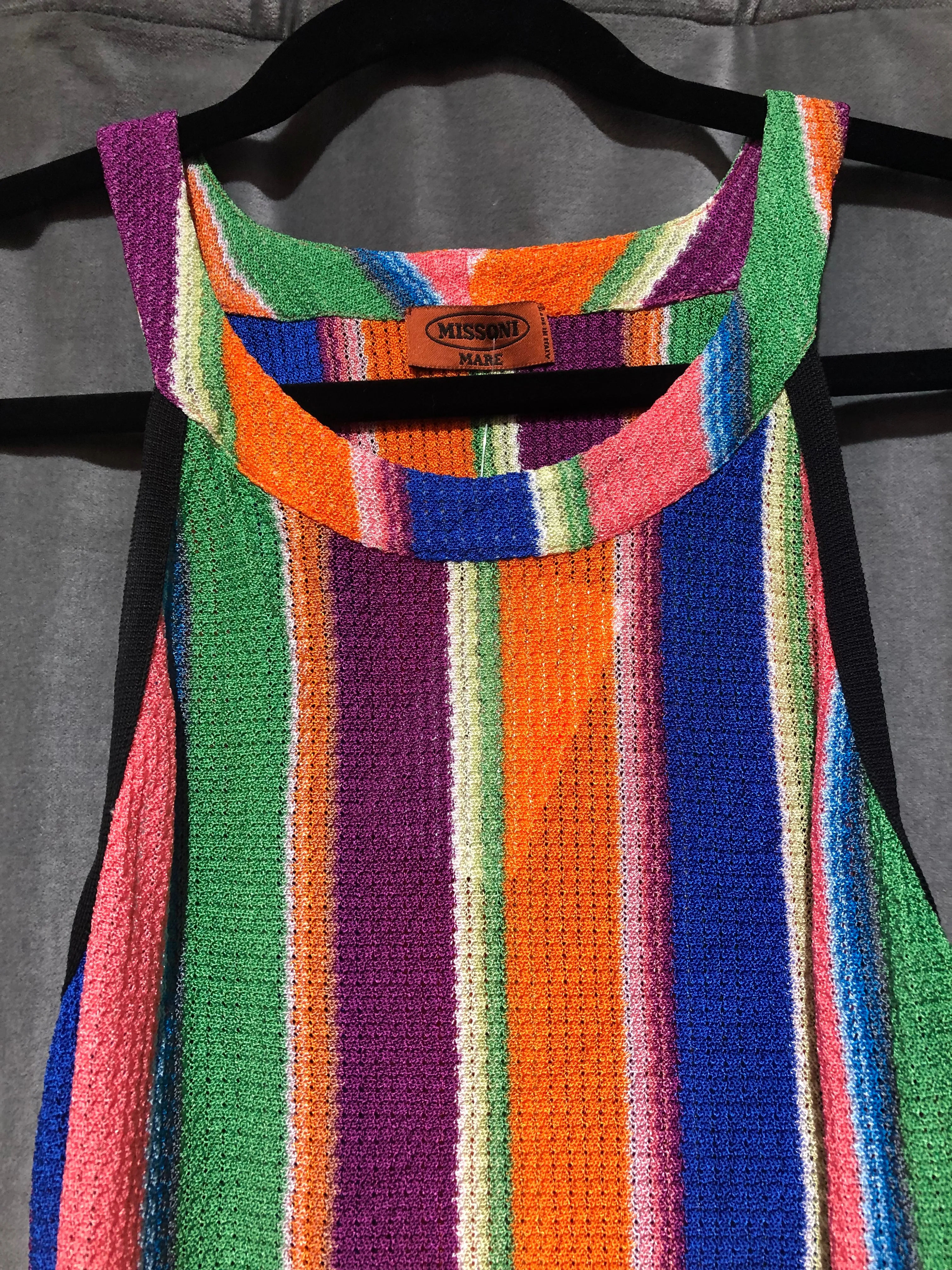 Missoni Rainbow Stripped Halter Neck Mini Cover Up Dress