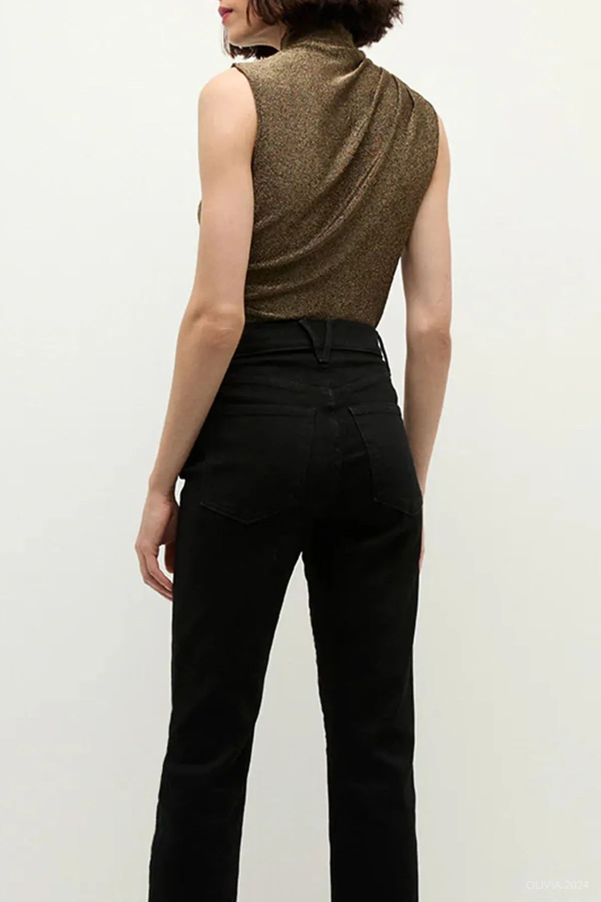 Mylie Sleeveless Top in Antique Gold Lurex