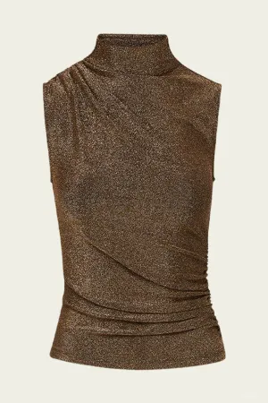 Mylie Sleeveless Top in Antique Gold Lurex