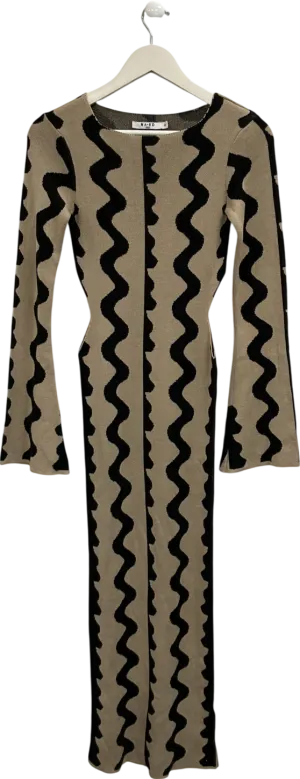NA-KD Beige Wide Sleeve Knitted Maxi Dress UK XXS