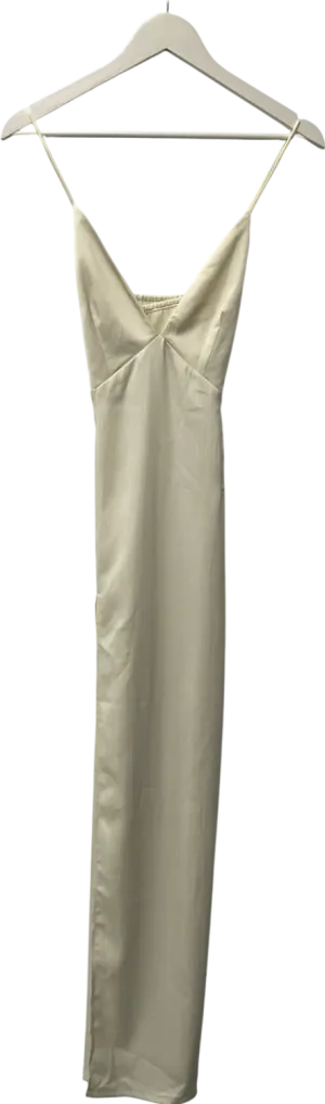 Nasty Gal Cream V Neck Maxi Dress With A Side Split UK 8