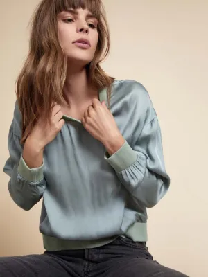 NATION LTD Shay Drop Shoulder Sateen Sweatshirt | Menthol