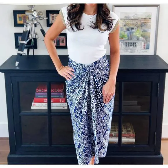 NEW ANS.EIN 6-in-1 kintsugi sarong skirt in navy