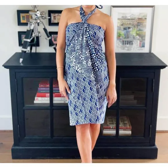 NEW ANS.EIN 6-in-1 kintsugi sarong skirt in navy