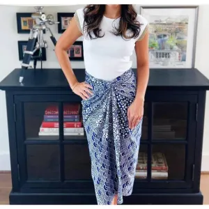 NEW ANS.EIN 6-in-1 kintsugi sarong skirt in navy