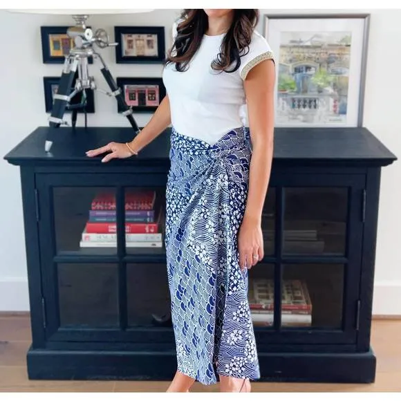 NEW ANS.EIN 6-in-1 kintsugi sarong skirt in navy