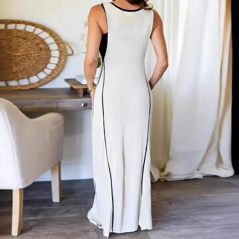 New Fashion Hight Waist V-Neck Maxi Dress Sexy Summer Deep V-Neck Slim Party Dress Lace-up Sleeveless Long Dress