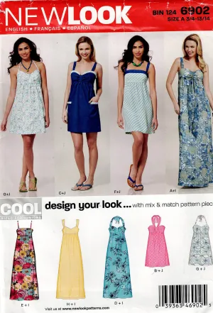 New Look 6902 Junior Mini Maxi Design Your Look Sundress Out Of Print Sewing Pattern Bust 28 - 35 Inches UNCUT Factory Folded