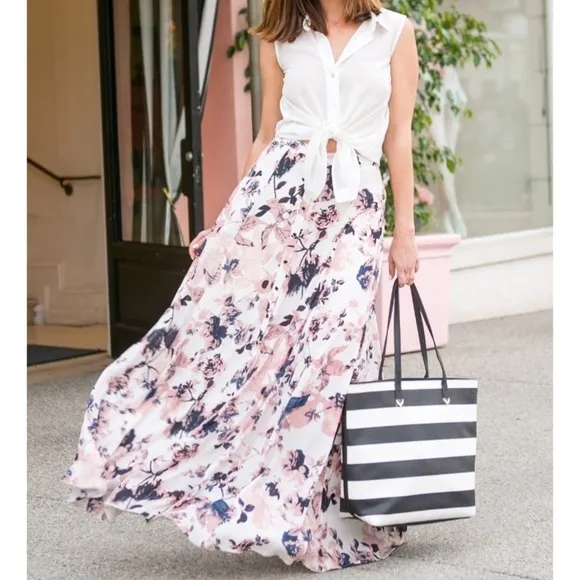 NEW Yumi Kim “Gypset” Maxi Skirt Floral Button Front Flowy Lined Feminine Luxury