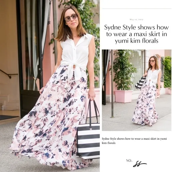 NEW Yumi Kim “Gypset” Maxi Skirt Floral Button Front Flowy Lined Feminine Luxury