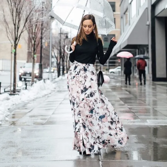 NEW Yumi Kim “Gypset” Maxi Skirt Floral Button Front Flowy Lined Feminine Luxury