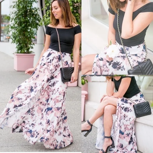 NEW Yumi Kim “Gypset” Maxi Skirt Floral Button Front Flowy Lined Feminine Luxury