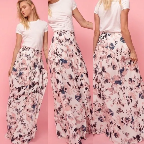NEW Yumi Kim “Gypset” Maxi Skirt Floral Button Front Flowy Lined Feminine Luxury