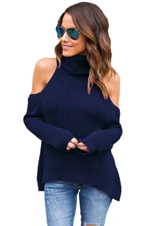 Nikki High Neck Cold Shoulder Knit Top Plus
