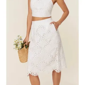 NWOT Small Andie Swim The Mona Skirt White Scalloped Eyelet Lace $148  Coverup