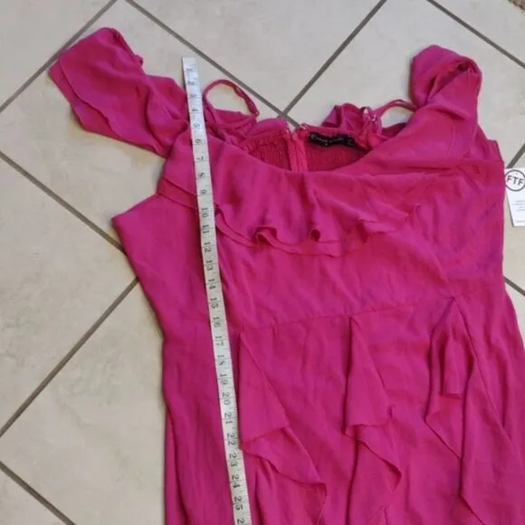 NWT Fashion to Figure hot pink maxi dress ruffle off shoulder plus size 4X