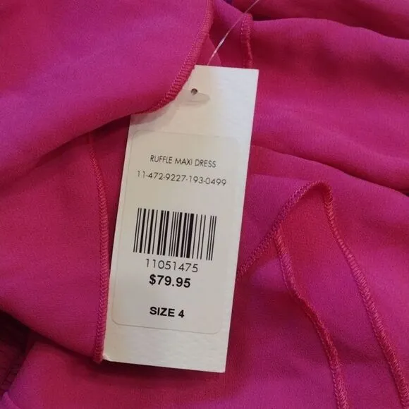 NWT Fashion to Figure hot pink maxi dress ruffle off shoulder plus size 4X