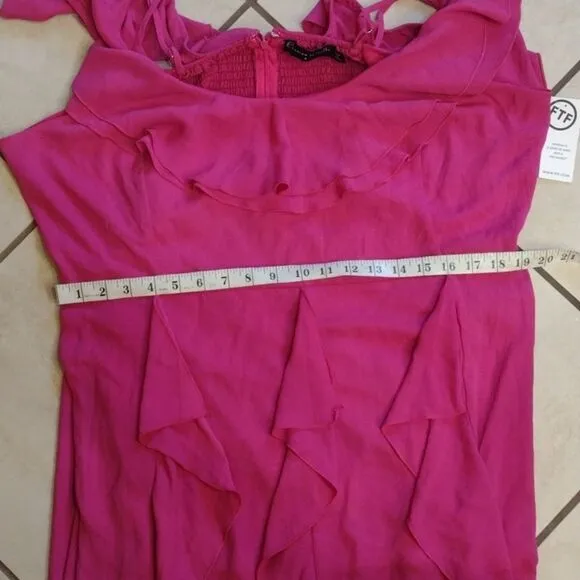 NWT Fashion to Figure hot pink maxi dress ruffle off shoulder plus size 4X