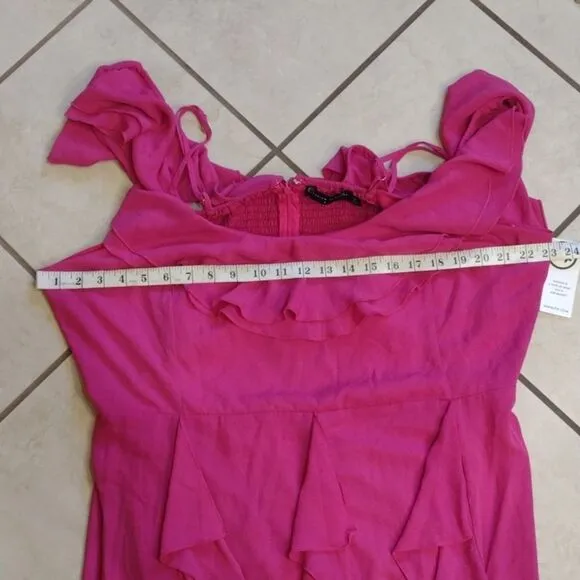 NWT Fashion to Figure hot pink maxi dress ruffle off shoulder plus size 4X