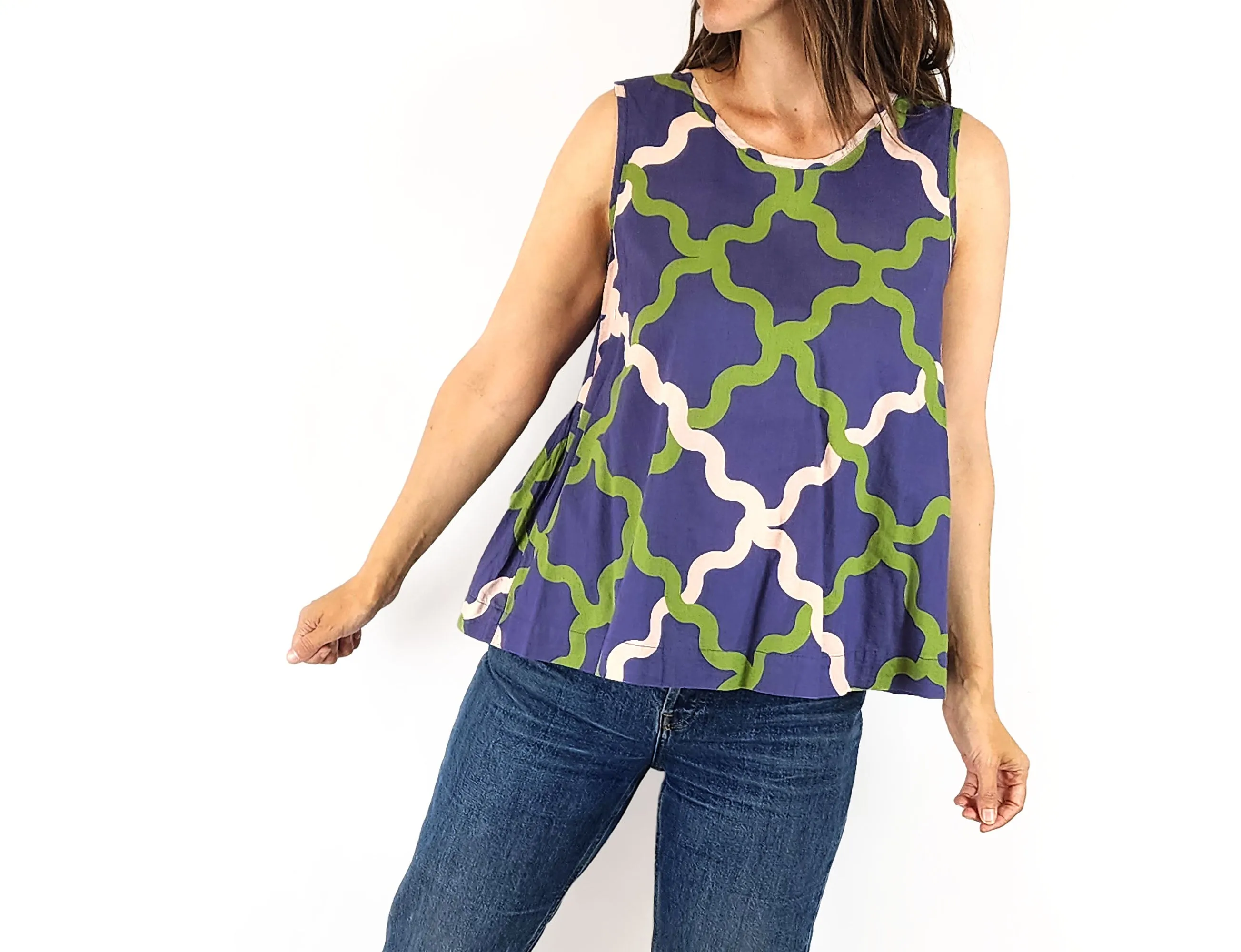 Obus purple unique print top size 0, fits 6 and 8