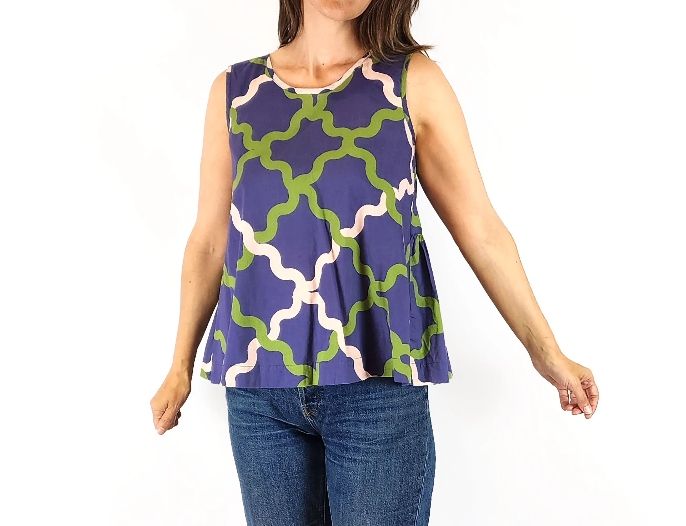 Obus purple unique print top size 0, fits 6 and 8