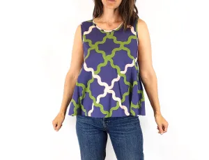Obus purple unique print top size 0, fits 6 and 8