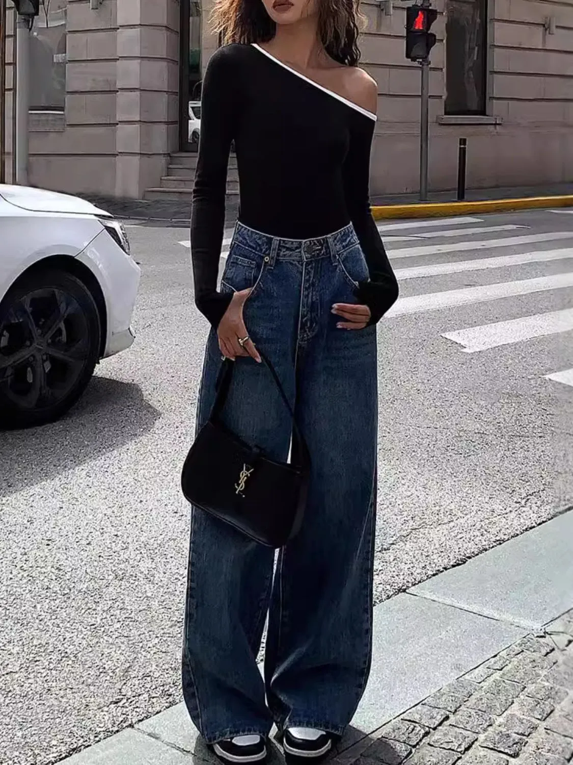 One Shoulder Long Sleeve T-Shirt