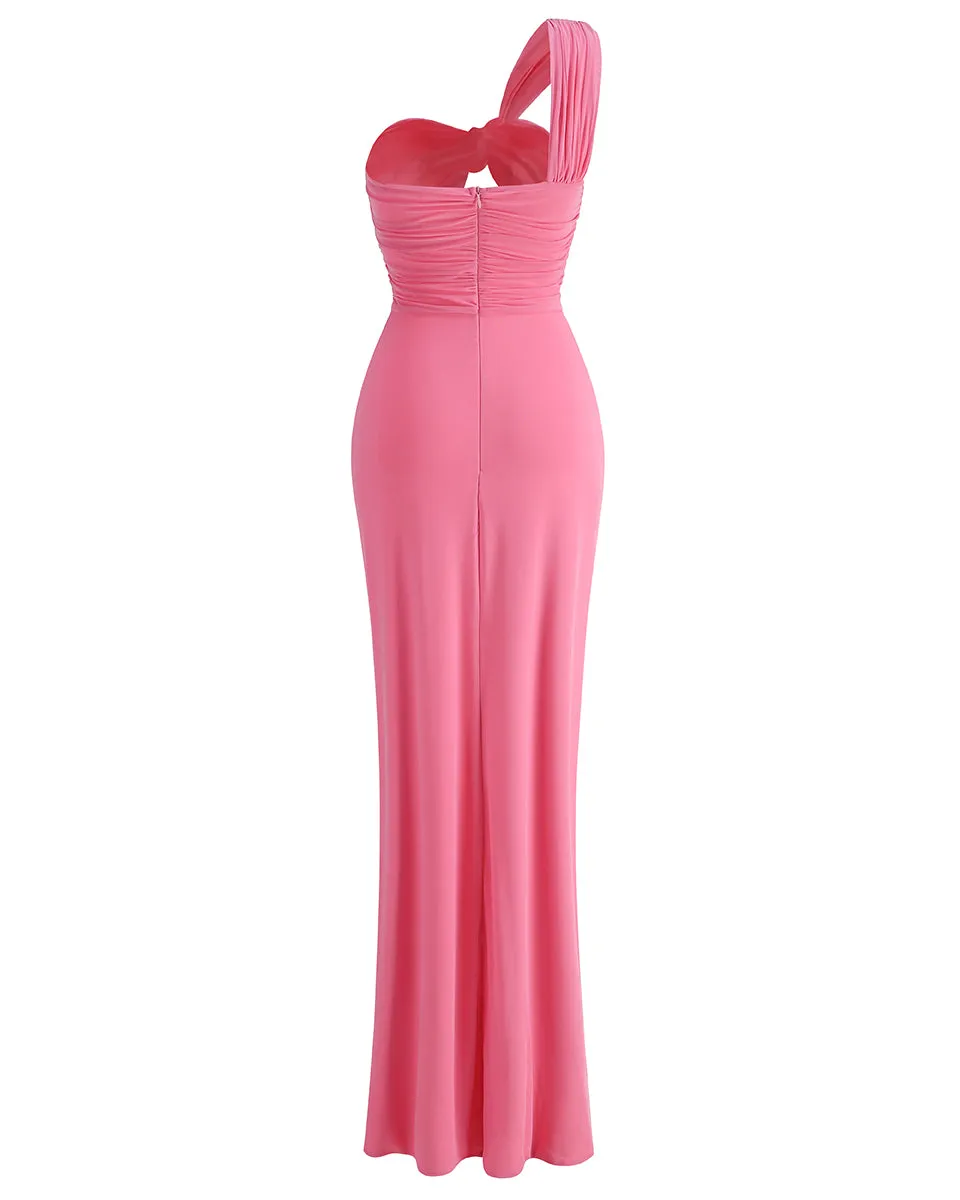 One Shoulder Side Slit Maxi Dress