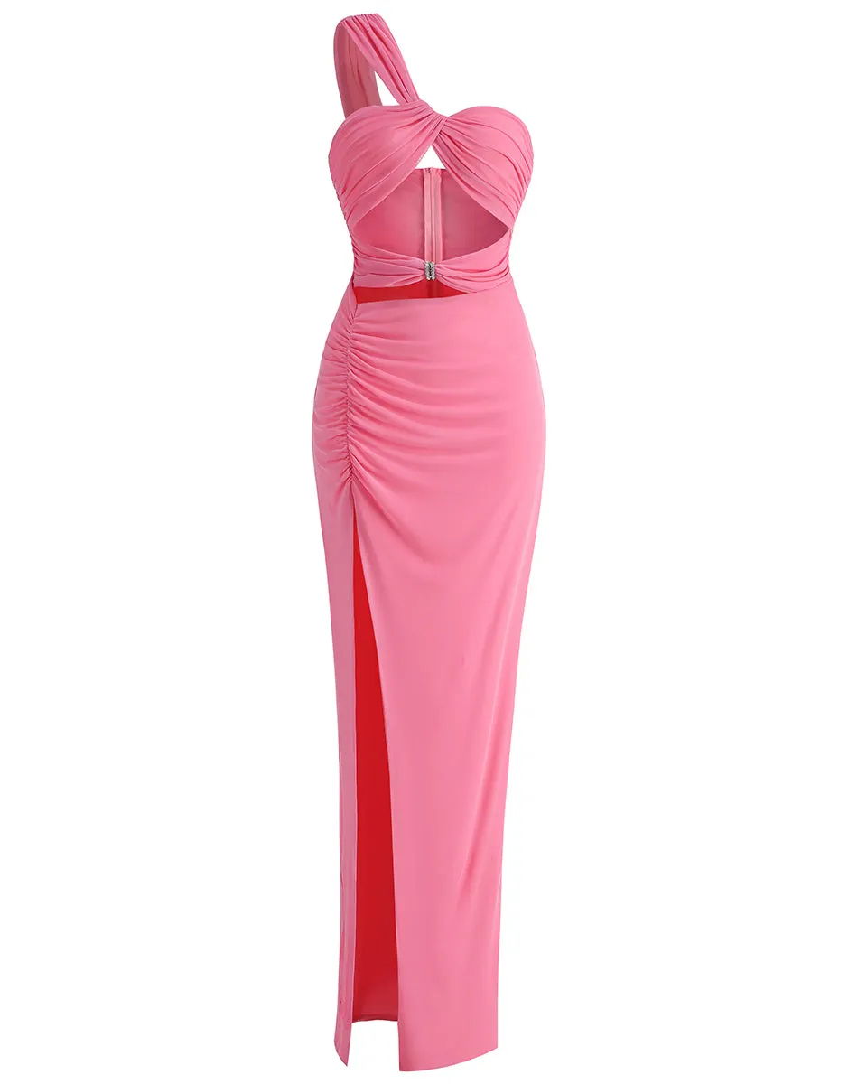 One Shoulder Side Slit Maxi Dress