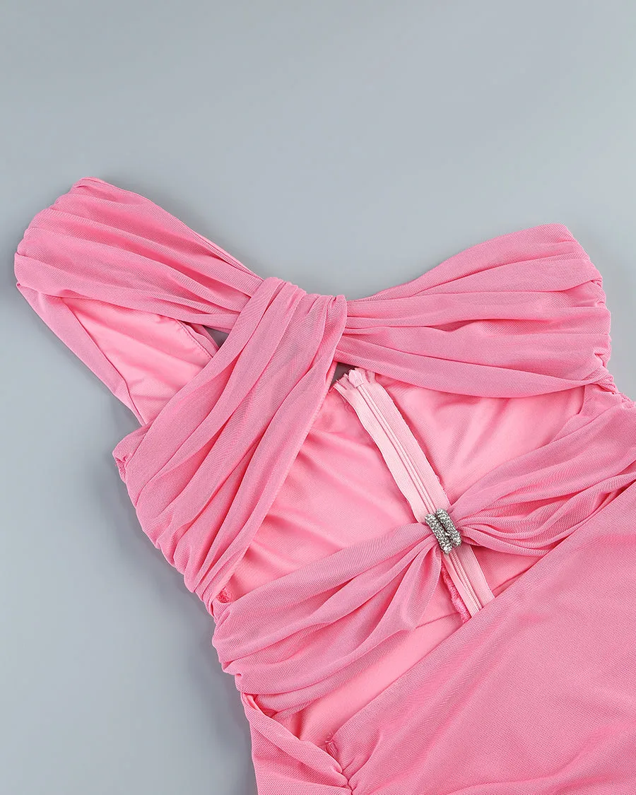 One Shoulder Side Slit Maxi Dress