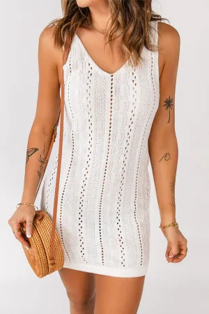 Openwork Crochet Sleeveless Beach Dress