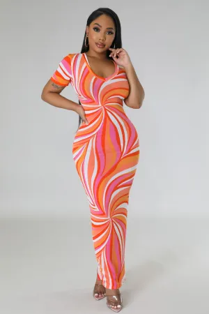 Ora V Print Dress Plus