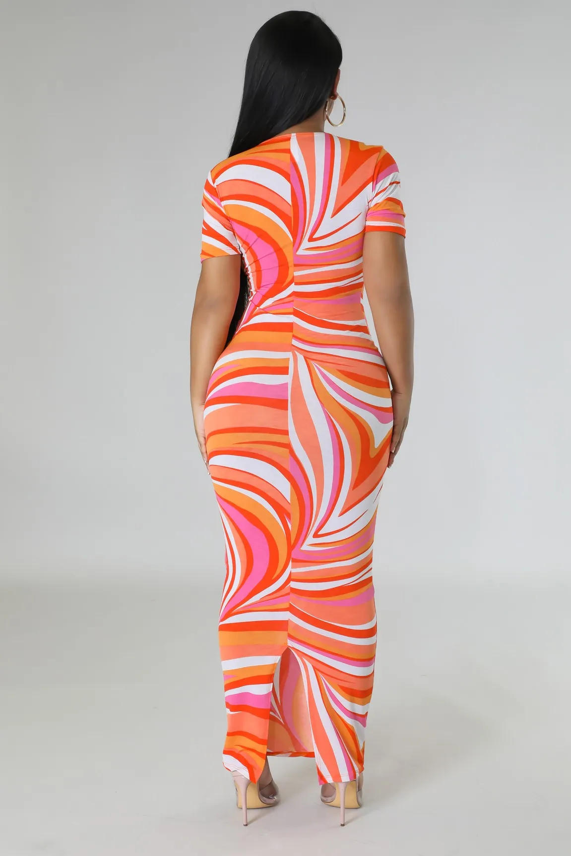 Ora V Print Dress Plus